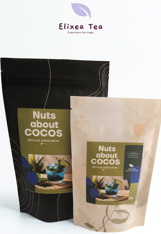 NUTS ABOUT COCOS. Tropical Tea. Coconut•Lime• Pineapple•Butterfly peaflowers•Black Tea