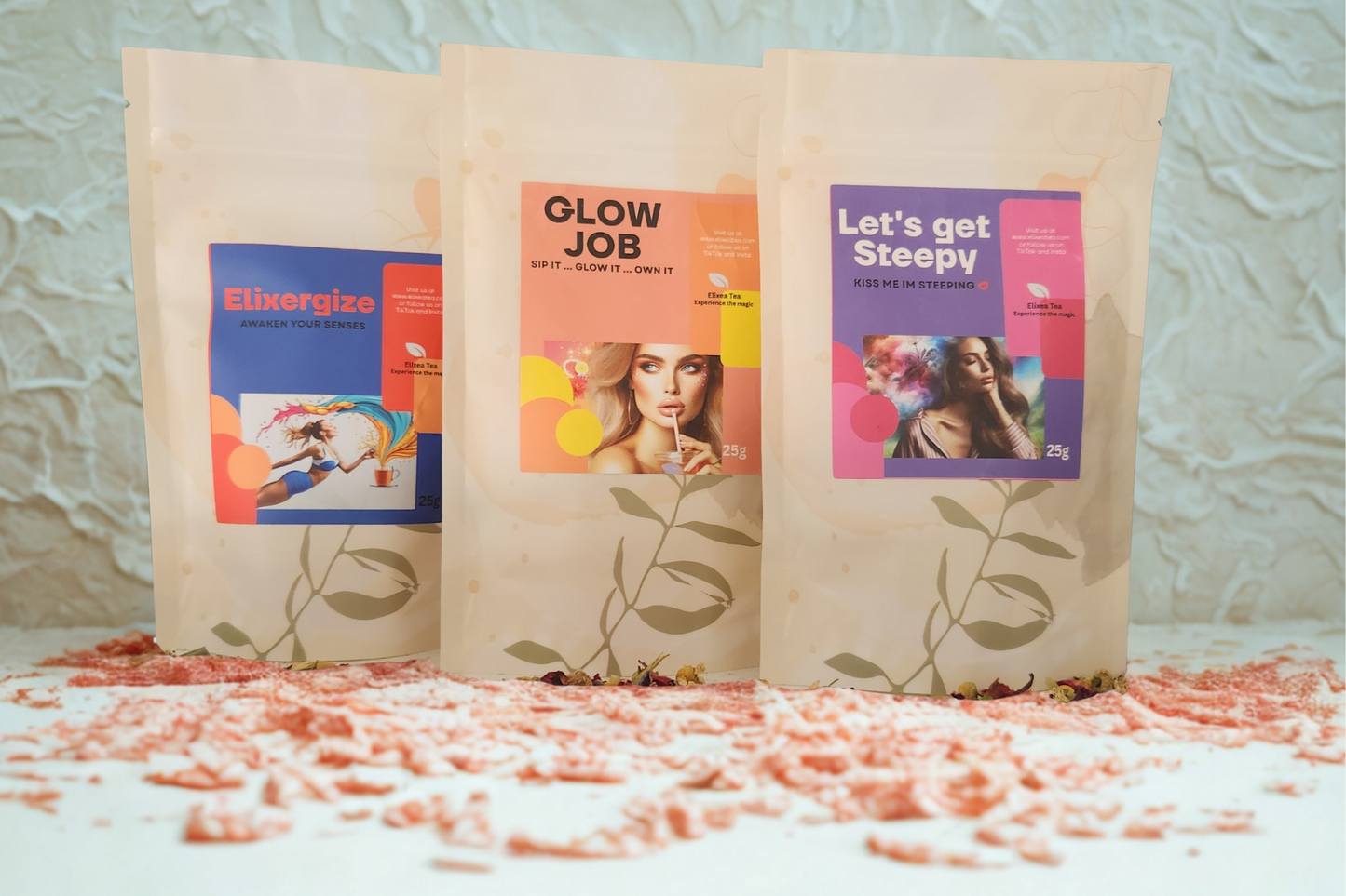 Dusk till Dawn ๐ | Trio gift set with Elixergize, Glow Job and Let's Get Steepy teas | plus a Tea infuser"