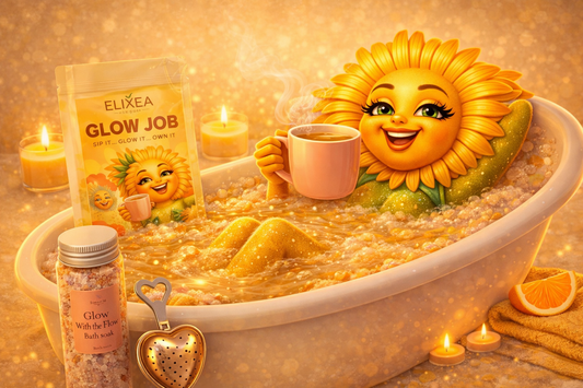 Glow Job Indulgence Gift Pack | Wellness Tea Spa Set with Bath Salts and scented candles