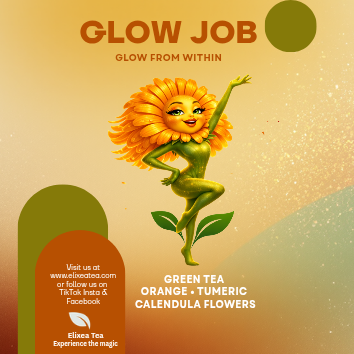 GLOW JOB. Wellness Tea. Green Tea• Tumeric• Ginger• Calendula flowers