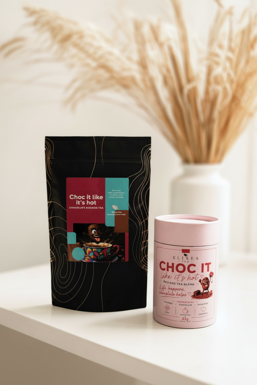 “Choc It Like It’s Hot chocolate rooibos tea by  with pistachio and white chocolate”